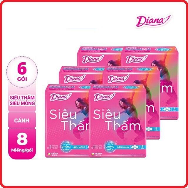 Combo 6 gói băng vs diana mỏng có cánh 8 miếng/gói