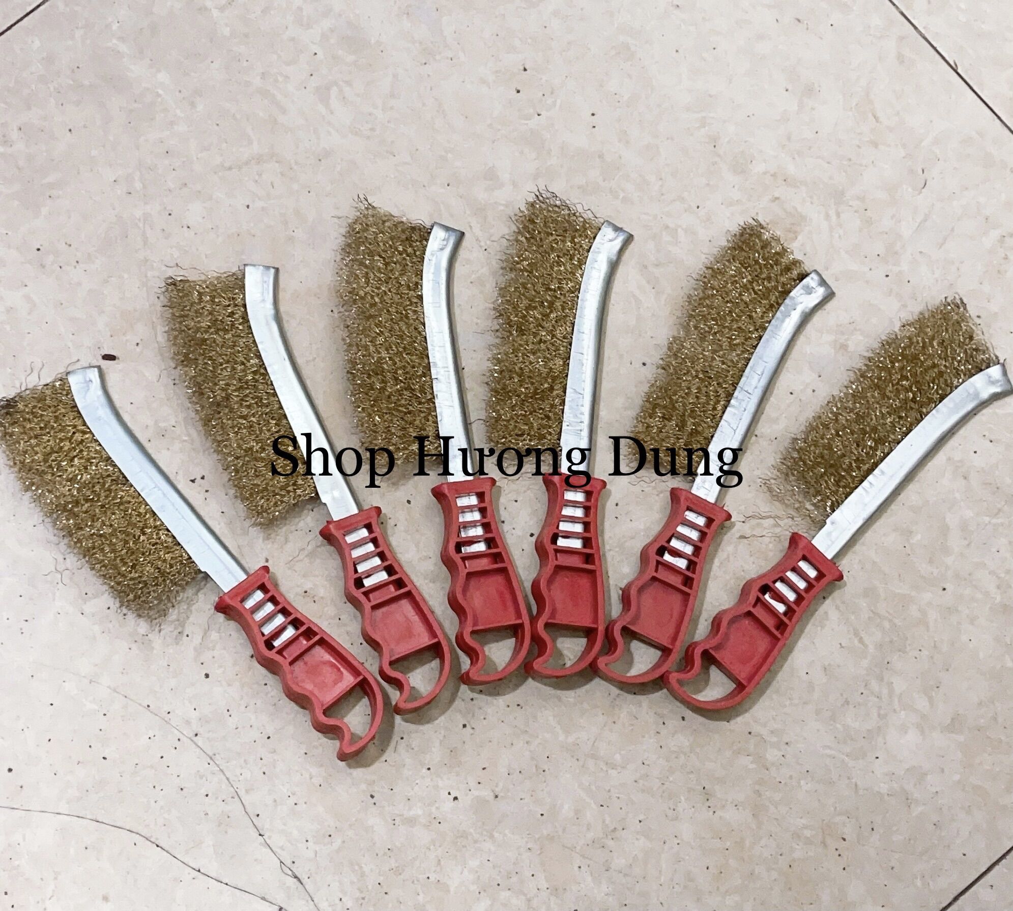 Bàn chải đánh gỉ sắt cầm tay mạ đồng cán đỏ