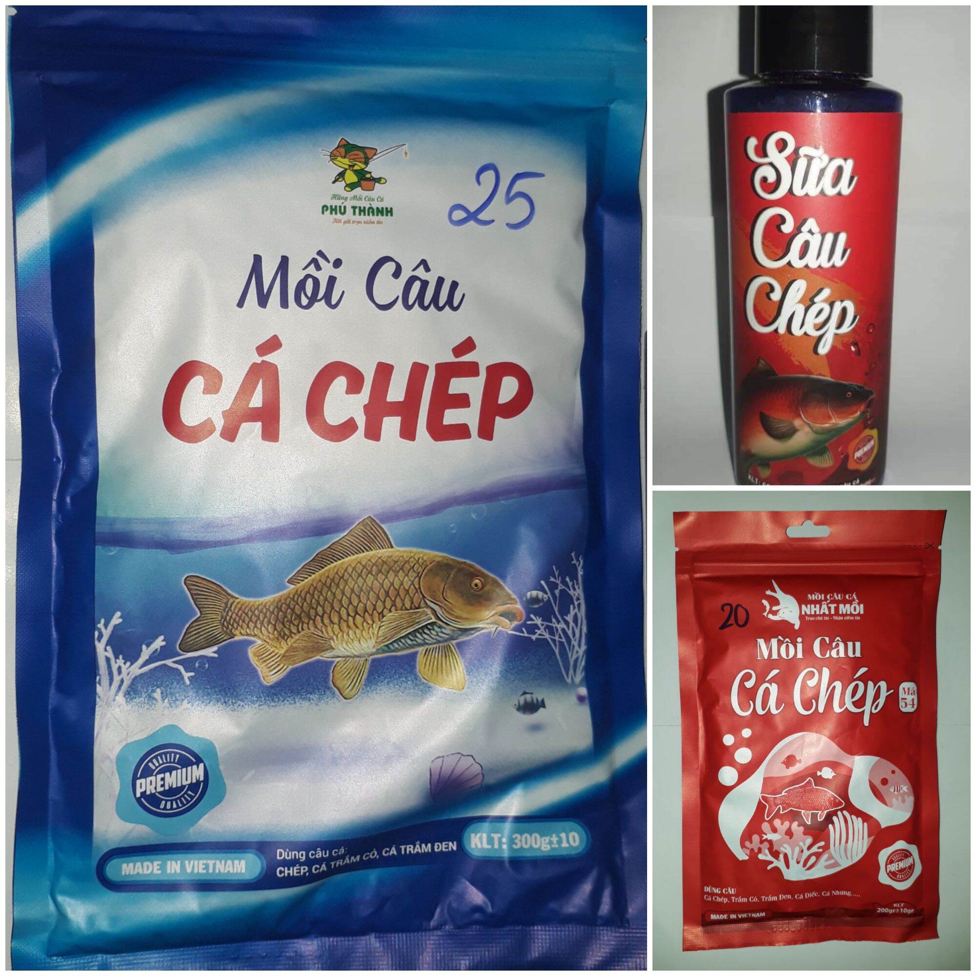 Combo gồm mồi câu cá chép và sữa câu chép _ bộ 3 kết hợp hoàn hảo của hãng phú thành