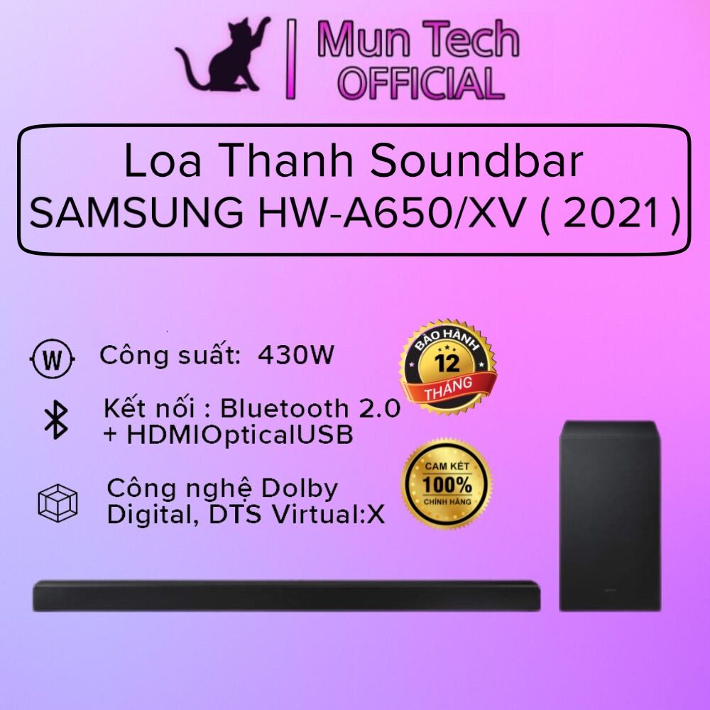 [Trả góp 0%]Loa Thanh Soundbar SAMSUNG HW-A650/XV (2021) Hàng Chính Hãng cao cấp 100% Bảo Hành 12 Tháng