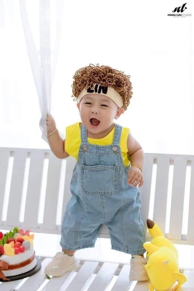 Nón tóc xù hàn quốc bé trai kèm tên theo yêu cầu