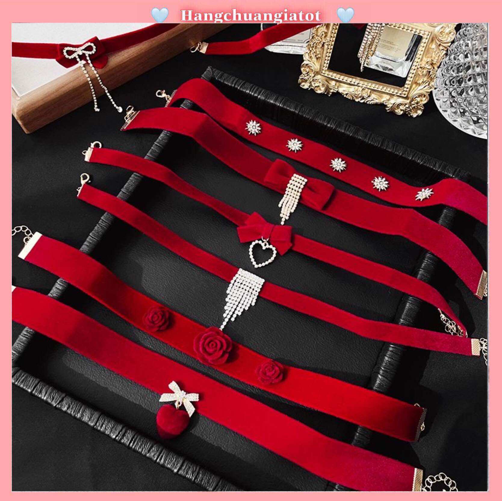 Choker Nhung Đính Đá Dự Tiệc Sang Trọng