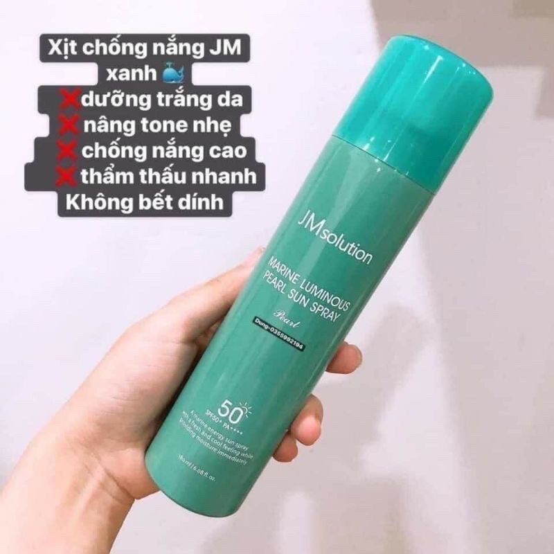 Xịt chống nắng Jm Solution Marine Luminous Pearl Sun Spray 180ml (chai xanh)