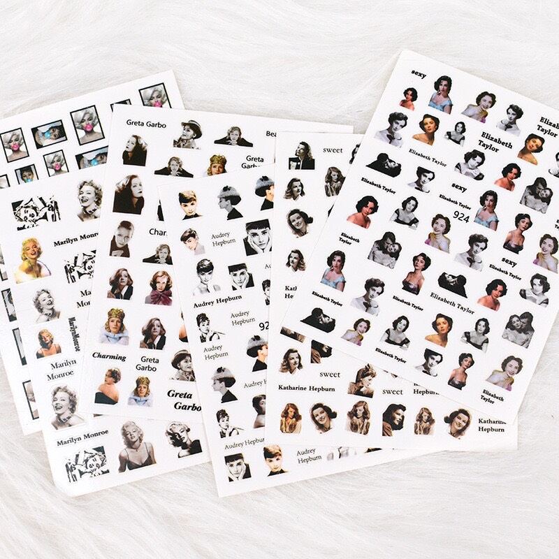 Sticker dán móng tay mẫu cô gái Nga cổ điển