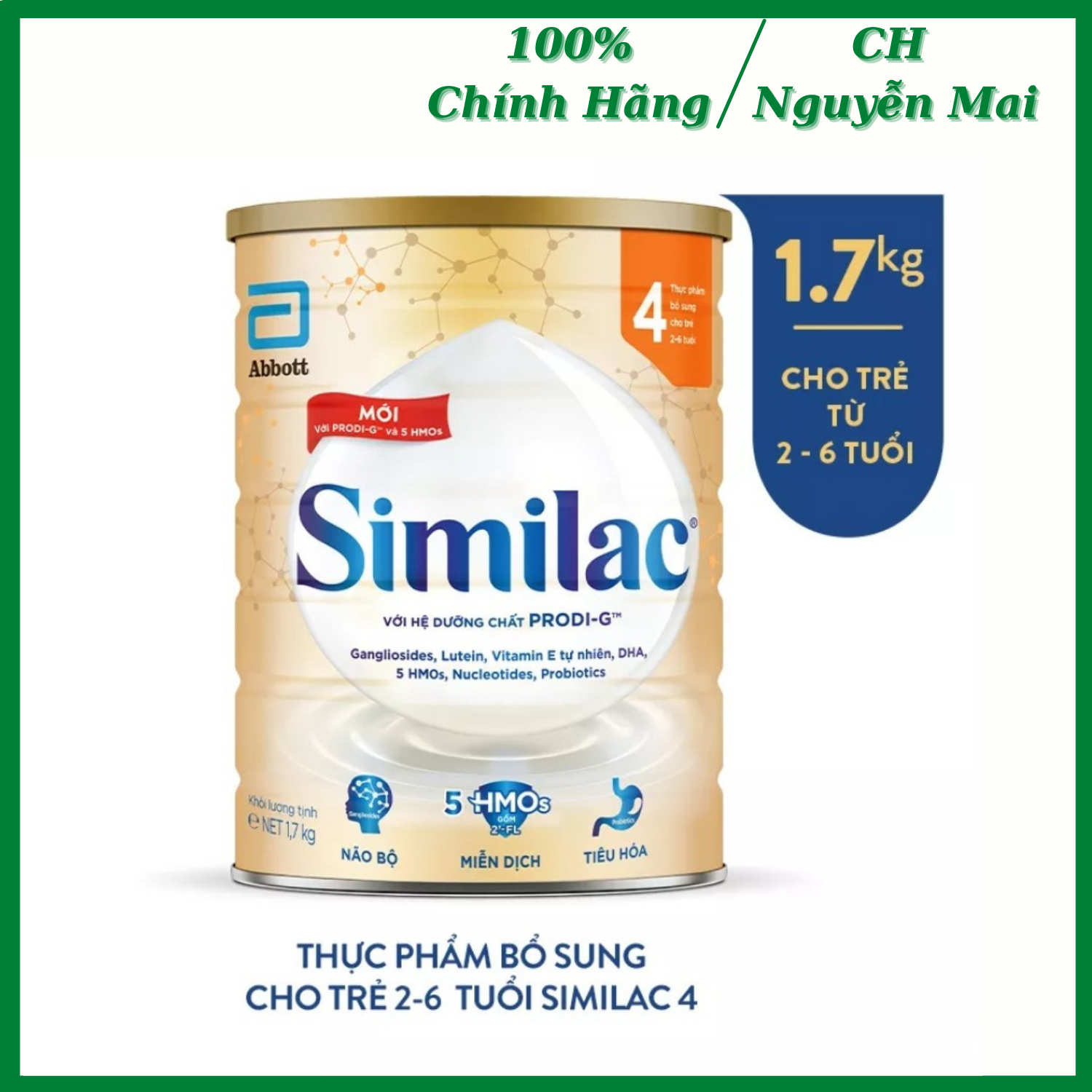 Sữa Bột Similac 4 - 1.7kg, 2-6 Tuổi / Mẫu Mới 5G [Date Từ T11/2024]