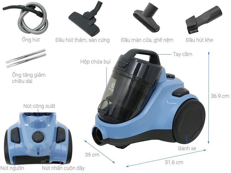 Máy hút bụi Electrolux EC31-2BB - Hàng chính hãng