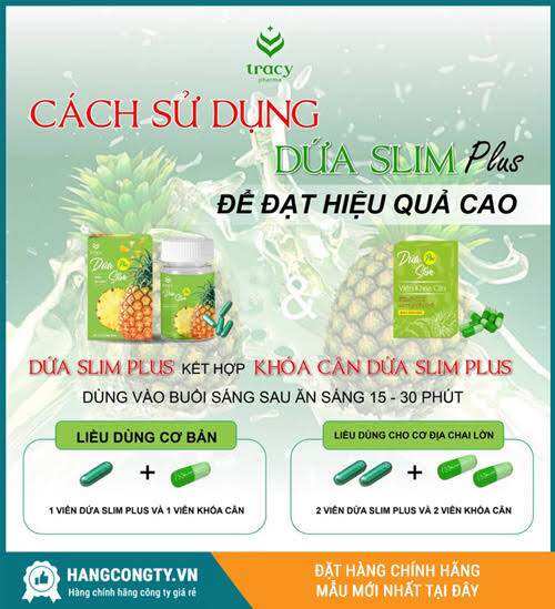  Giảm Cân Dứa Slim Plus Tặng Kèm khoá Cân 