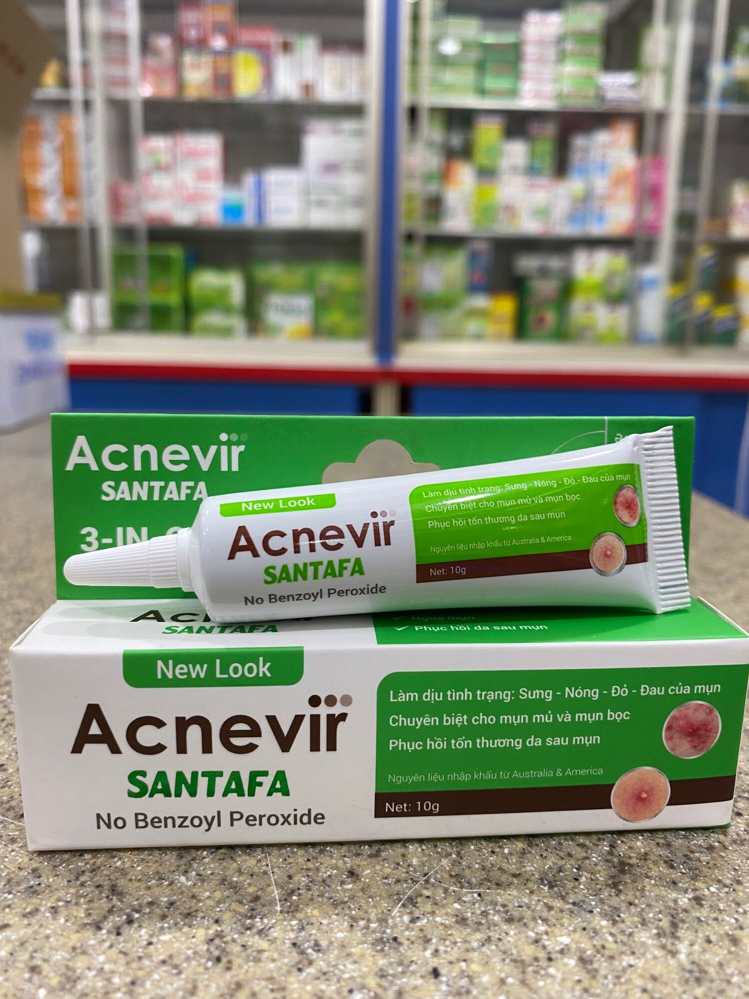 Kem giảm mụn mủ, mụn trứng cá Acnevir (Xanh) 10g