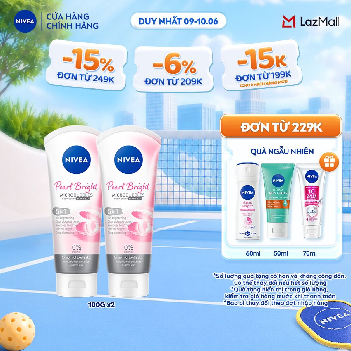 Bộ 2 Sữa Rửa Mặt Ngọc Trai NIVEA Pearl Bright Đất Sét Giúp Sáng Da (100 g) - 81273x2