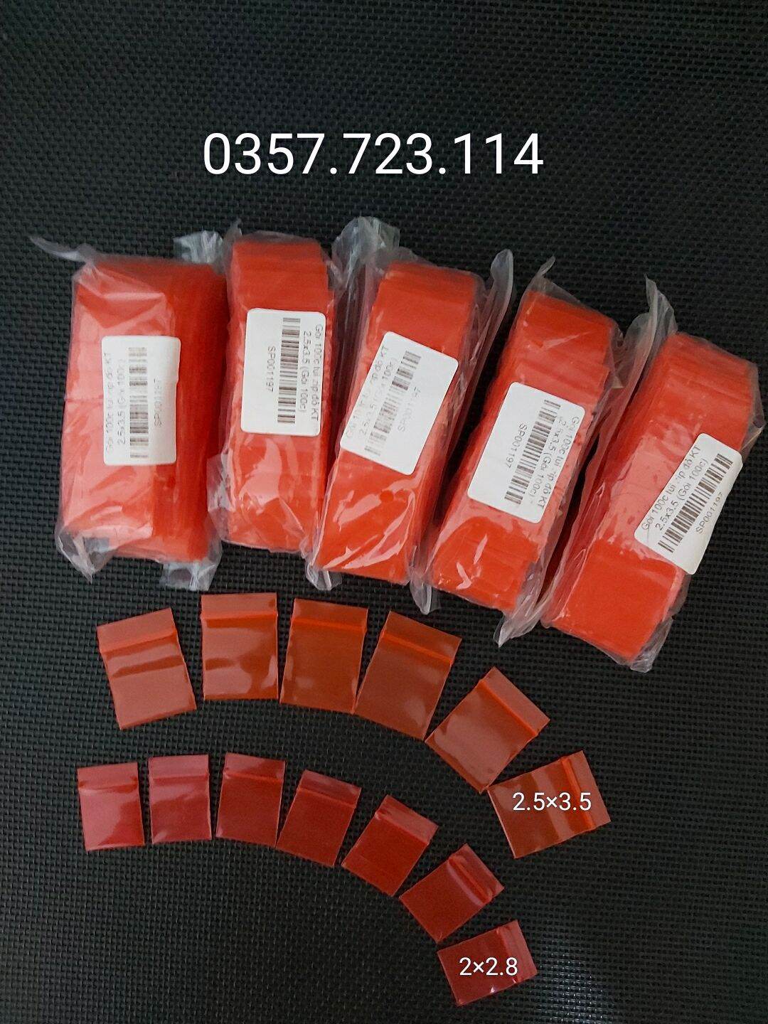100c túi zip mini màu đỏ