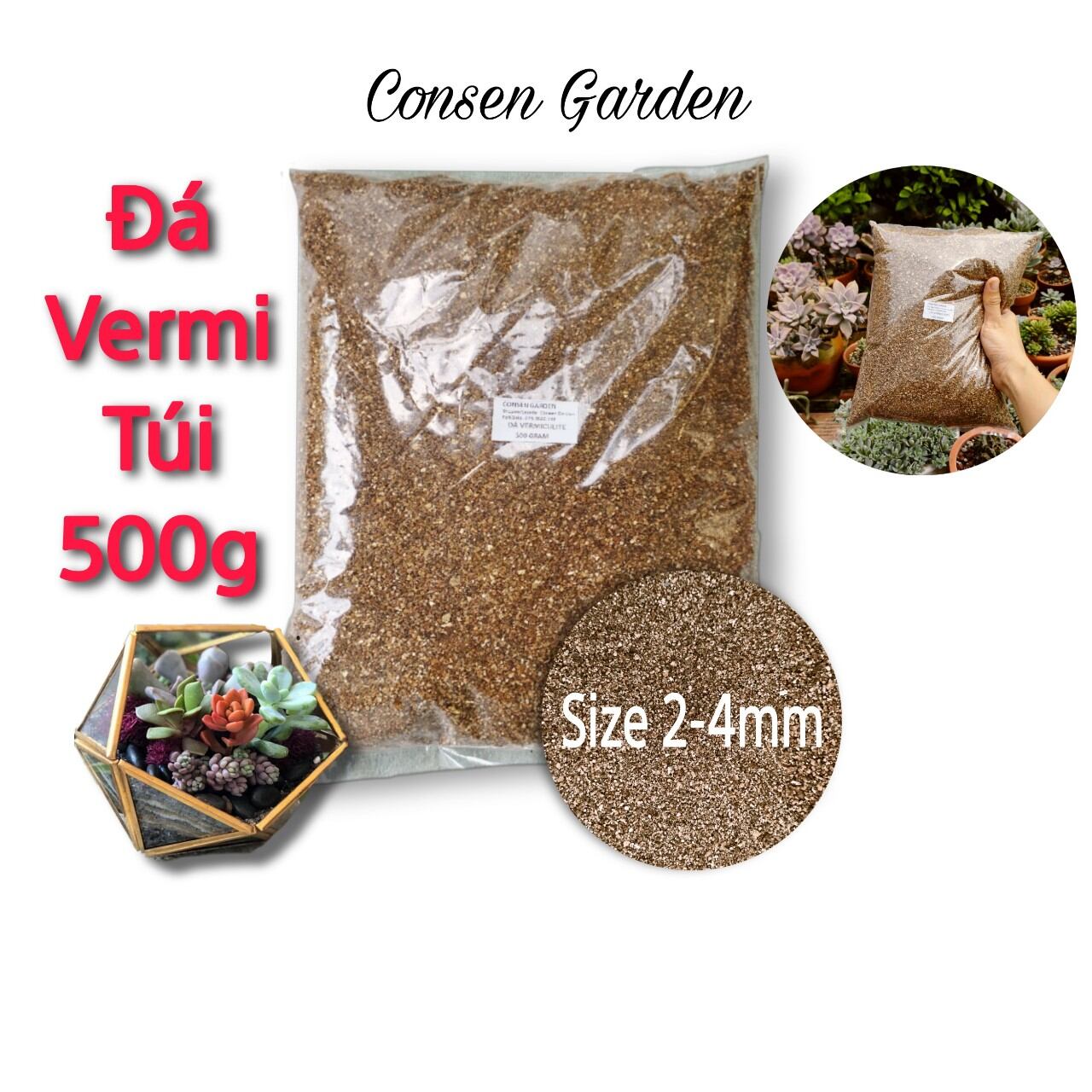 Đá vermiculite ươm cây, trộn đất,trồng rau mầm túi 500gr /1 kg