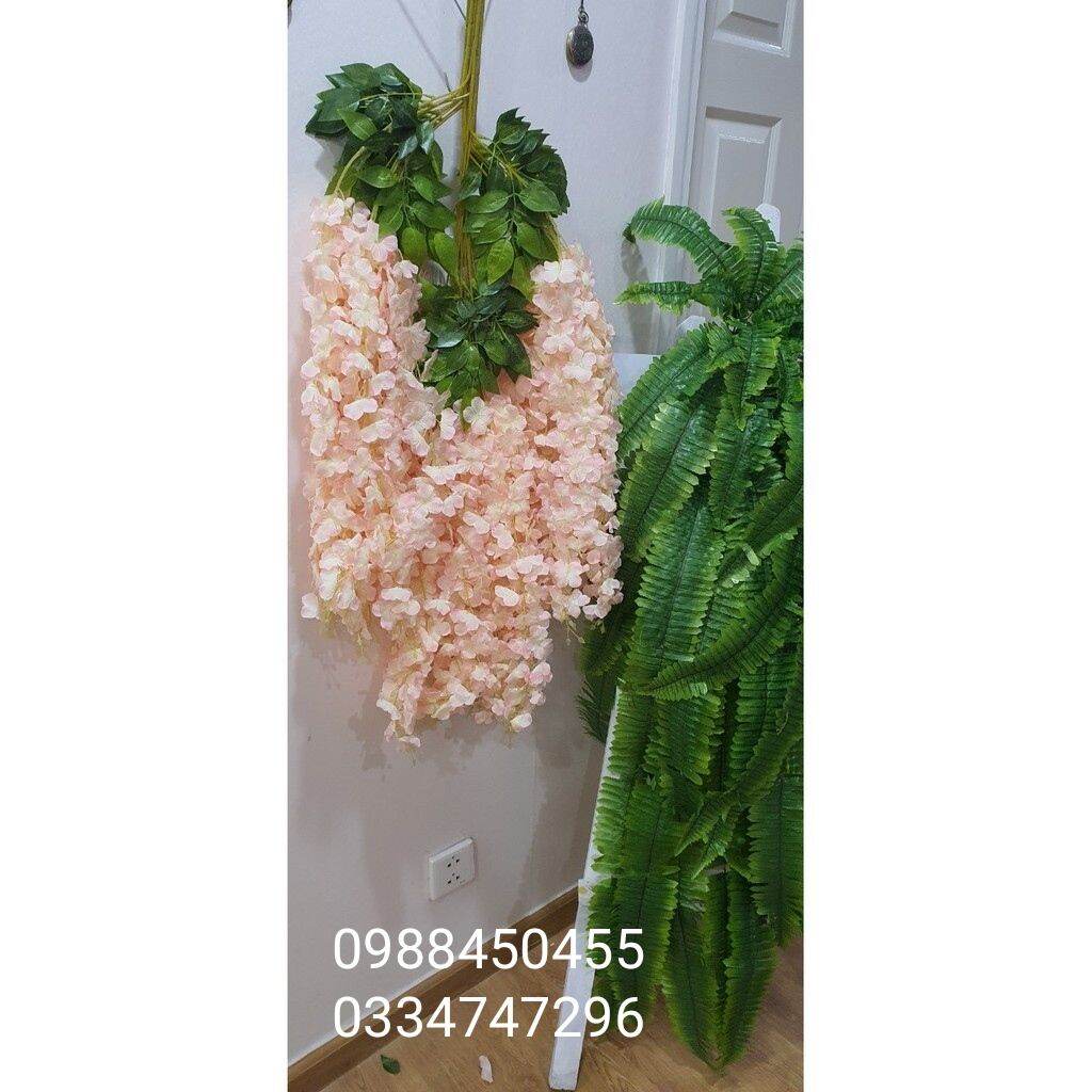Cành hoa tử đằng giả dùng trang trí - hồng nhạt