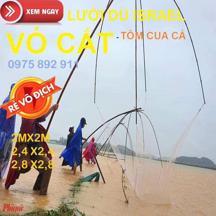 Vó cất tôm cua cá - lưới dù đài loan