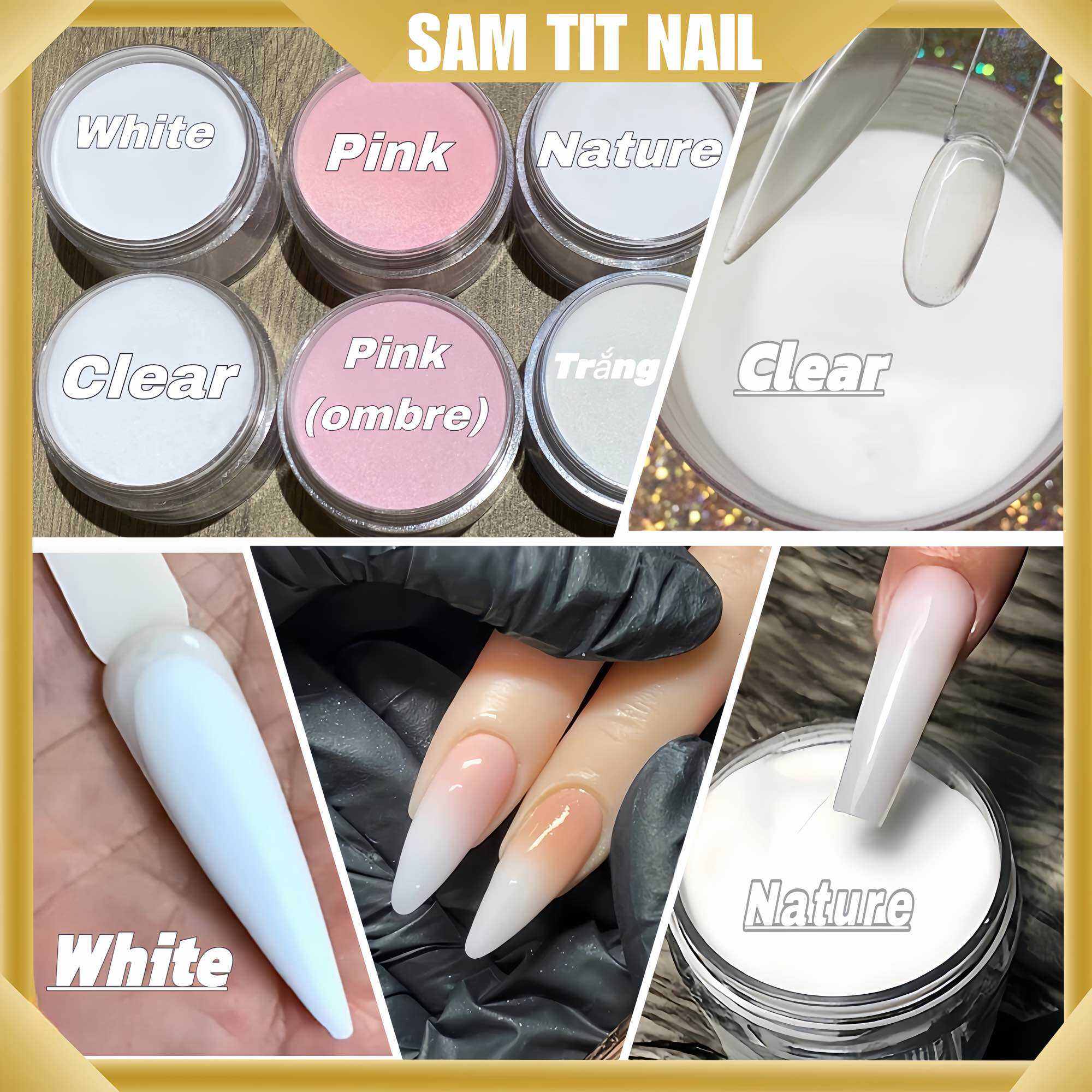 Bột đắp móng mỹ dẻo 5in1, nắn hoa, bột nhúng, ombre, mable