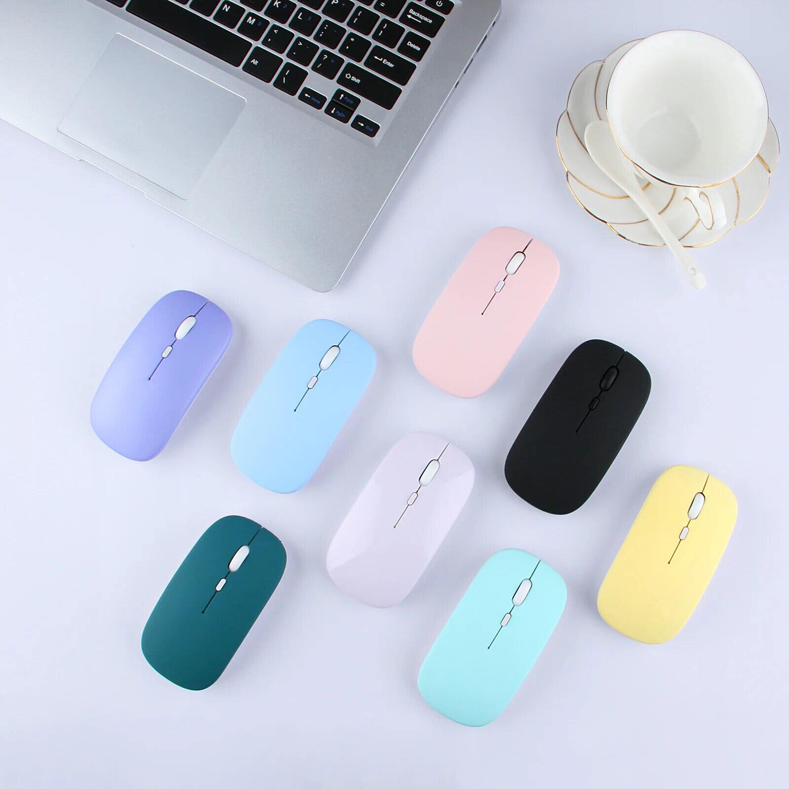 Màu Kẹo Chuột Bluetooth Không Dây Im Lặng 2.4G 1200dpi Sạc USB Chế Độ Kép Cho PC Laptop Notebook - Chuột Chơi Game Di Động. 