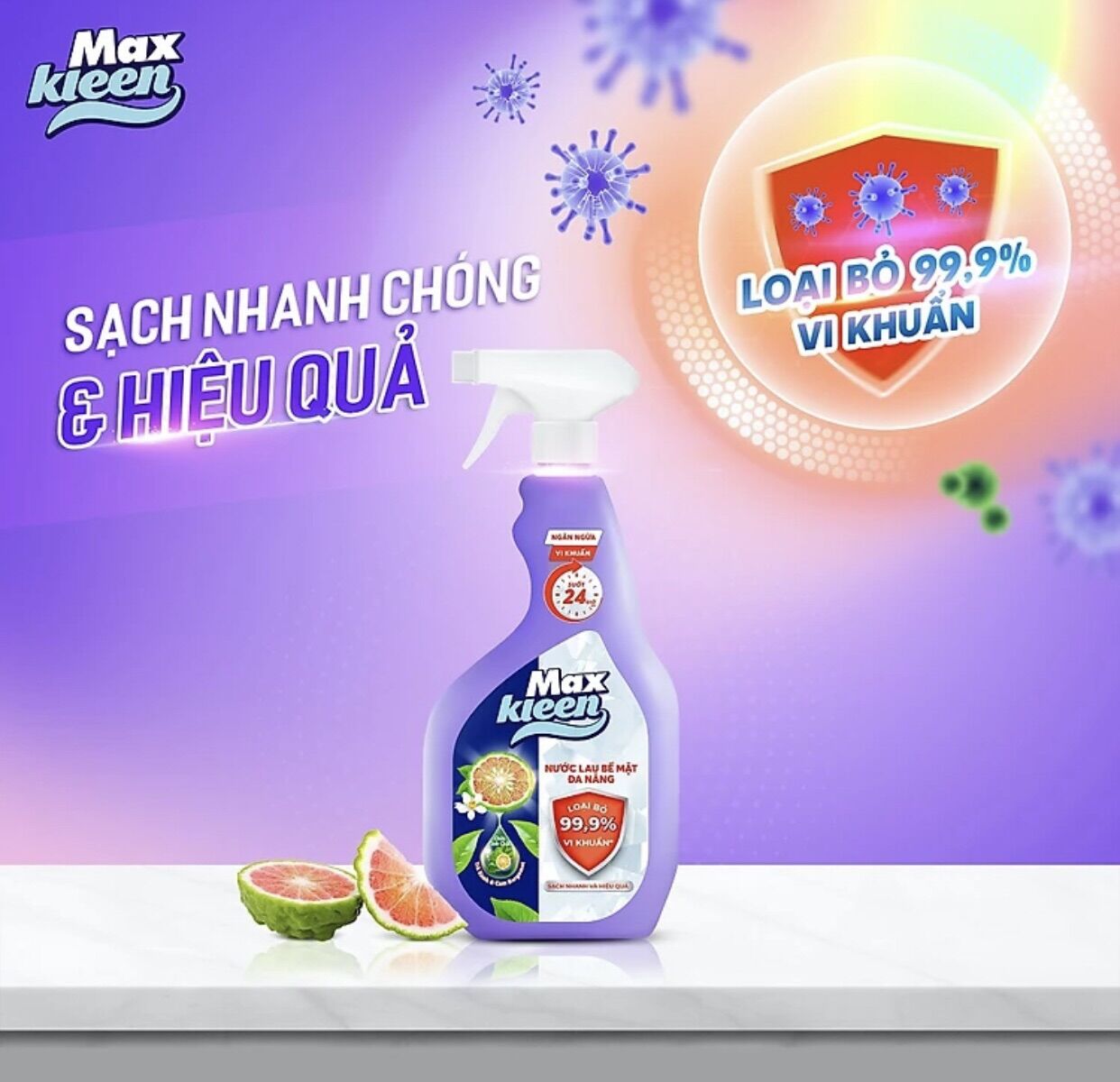 Nước lau bề mặt đa năng maxkleen 520ml