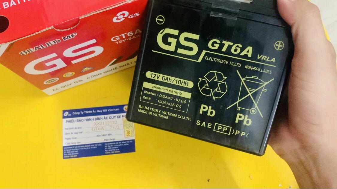Ắc quy gt6a 12v-6ah dùng cho xe dream, wave, future