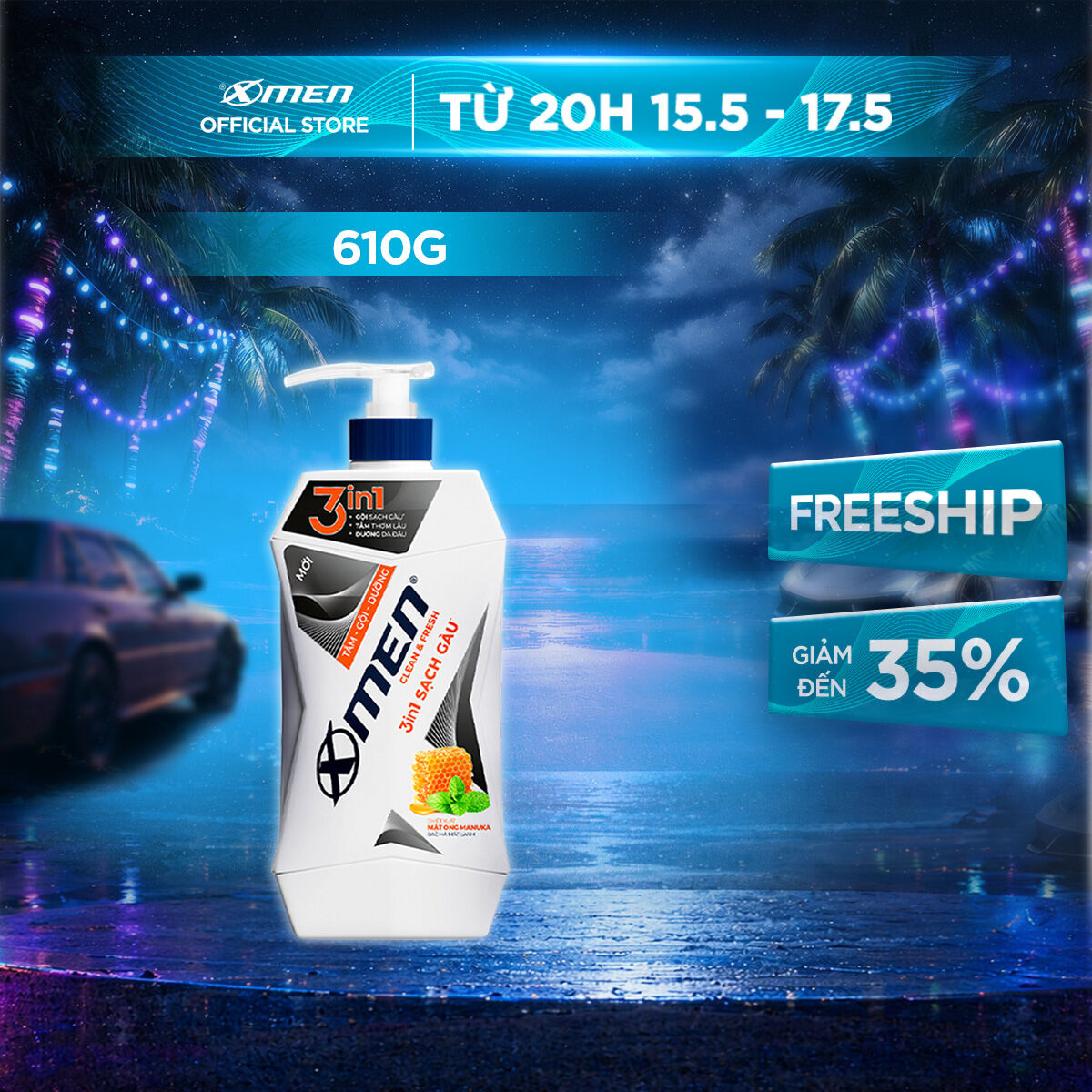 [GIÁ CHỈ 139k][MỚI] Tắm Gội Dưỡng Xmen Clean  Fresh 3in1 Sạch Gàu 610g