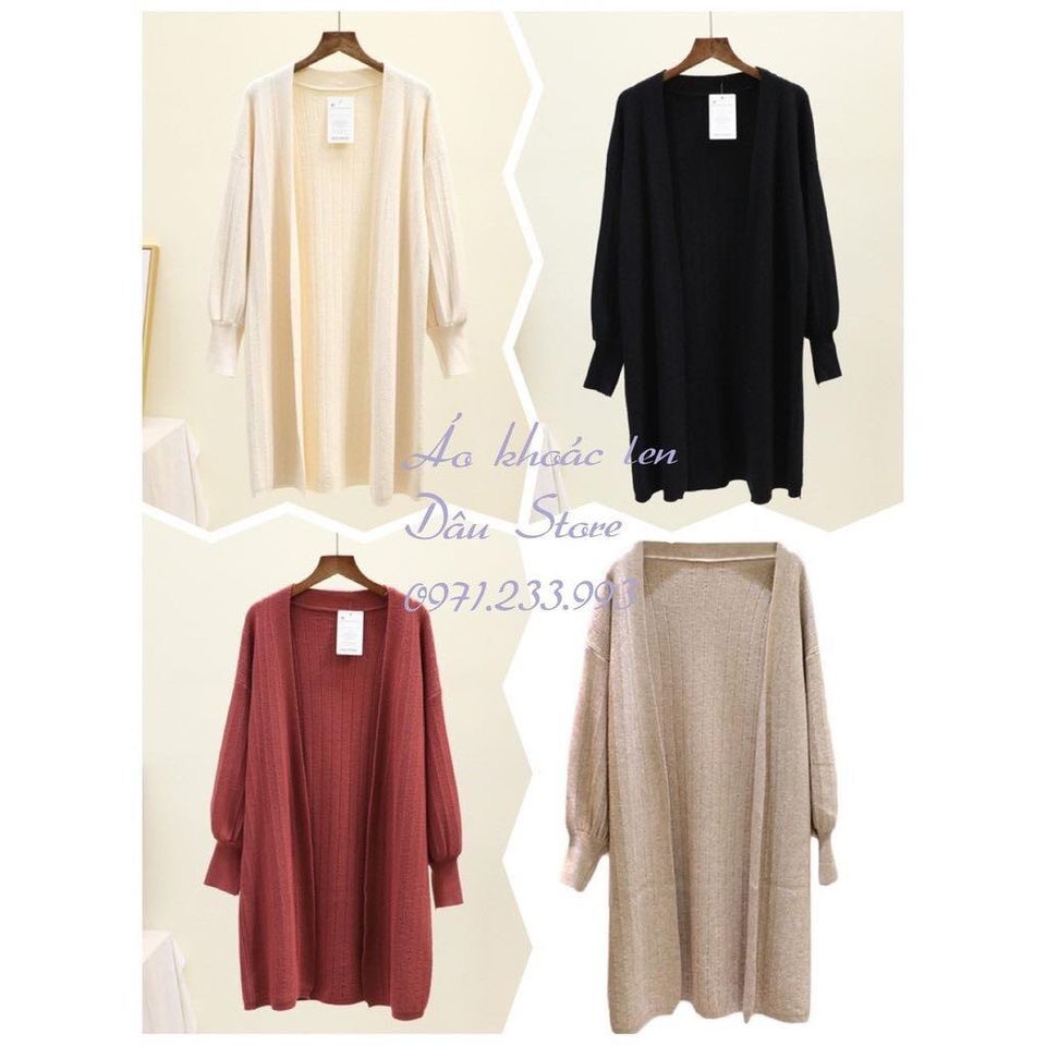 [HCM]Áo khoác len dáng dài tay phồng chất mịn