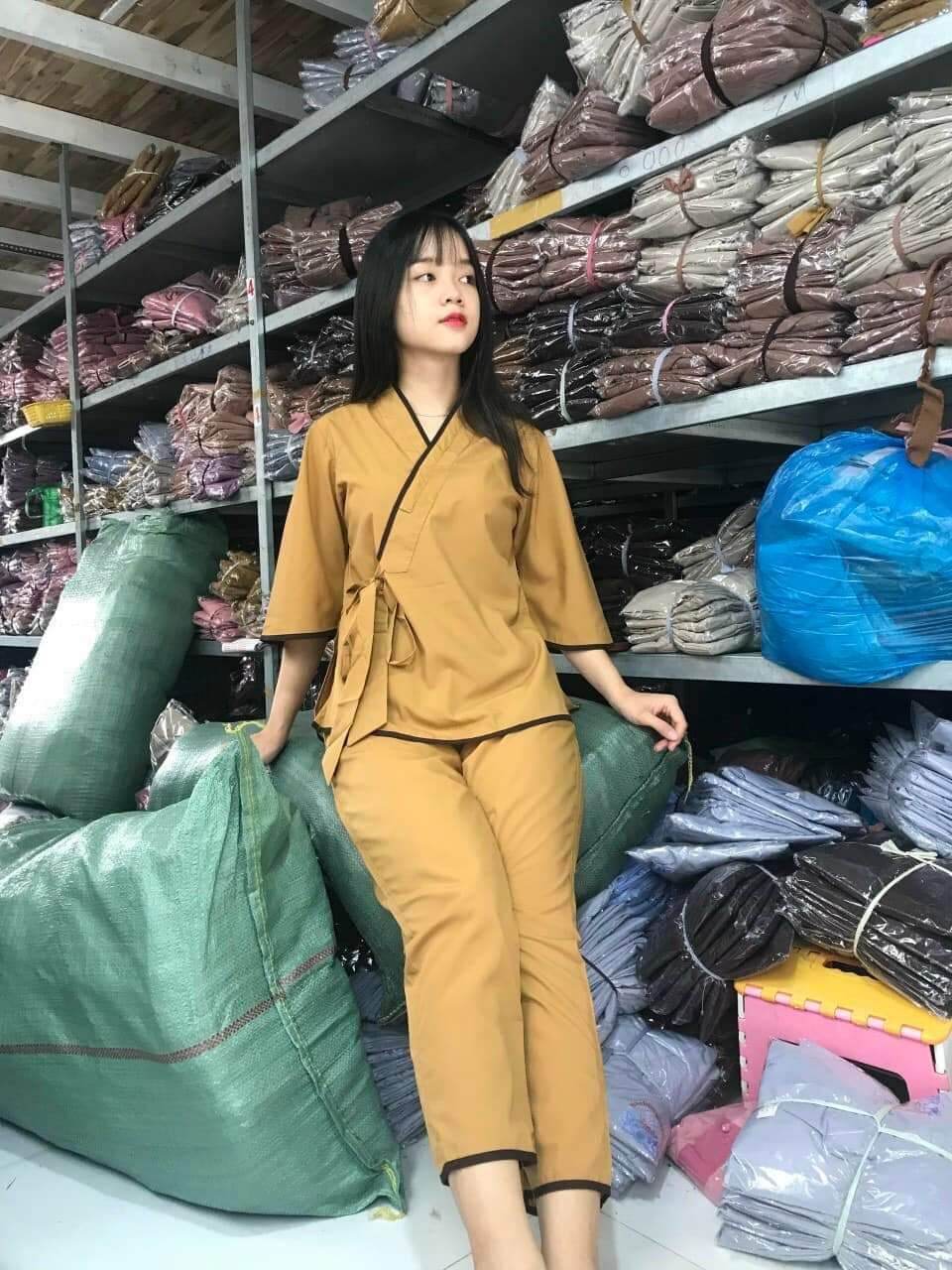 Đồ lam đi chùa - mẫu nữ xéo nơ kate tixi loại 1