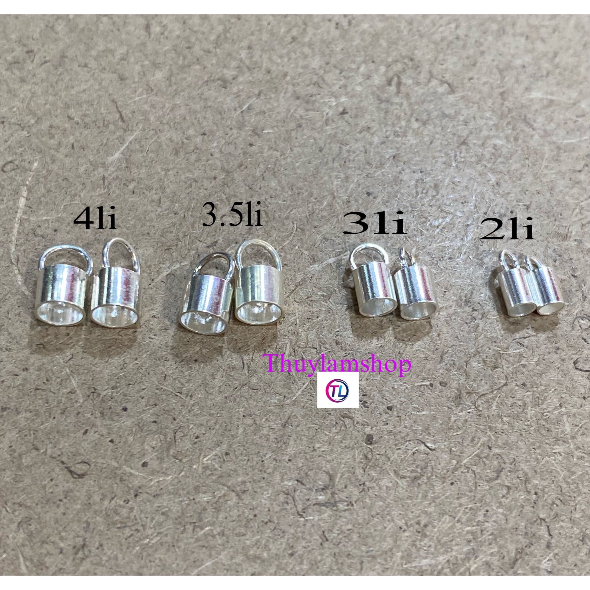 Charm ống bạc bạc s925 bọc dây làm vòng