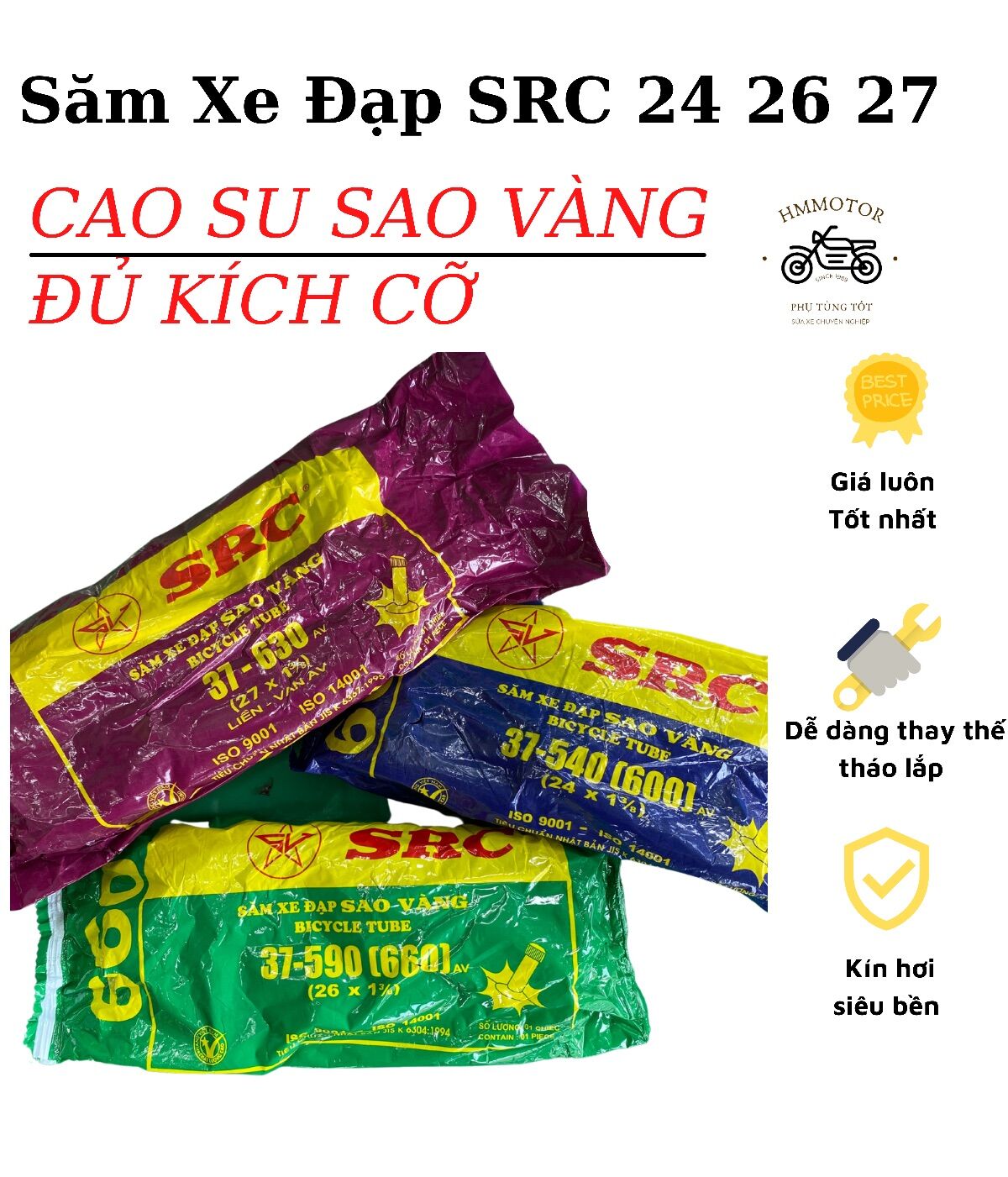 Săm xe đạp đủ kích cỡ sao vàng src