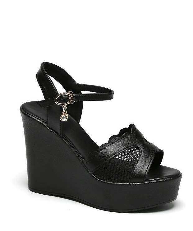 Sandal cao gót quai phối lưới(12p)