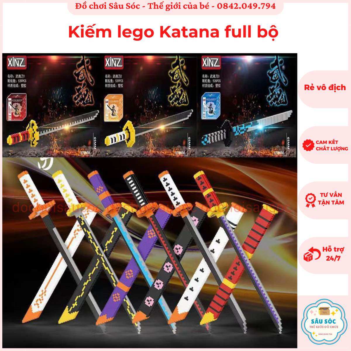 Đồ chơi mô hình lắp ráp hình kiếm Katana kiếm Xinz kiếm Ninja