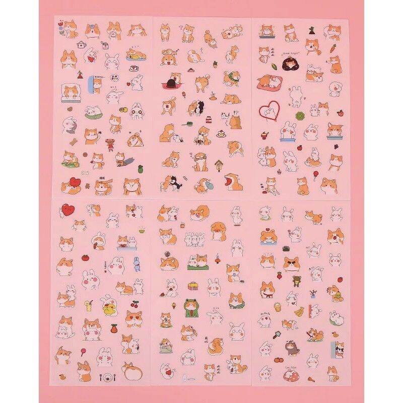 1 set stickers hình bé cún Shiba đáng yêu