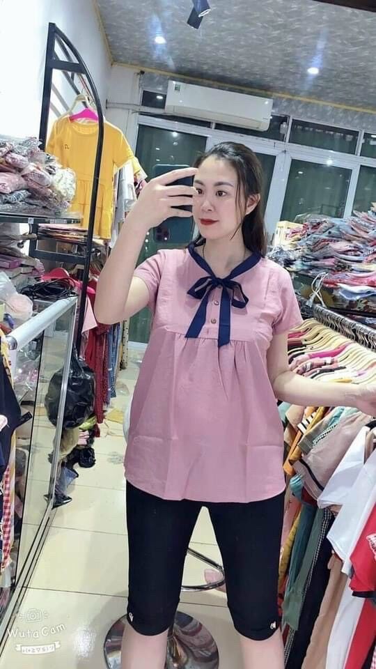 Áo bầu công sở mùa hè nơ trẻ trung