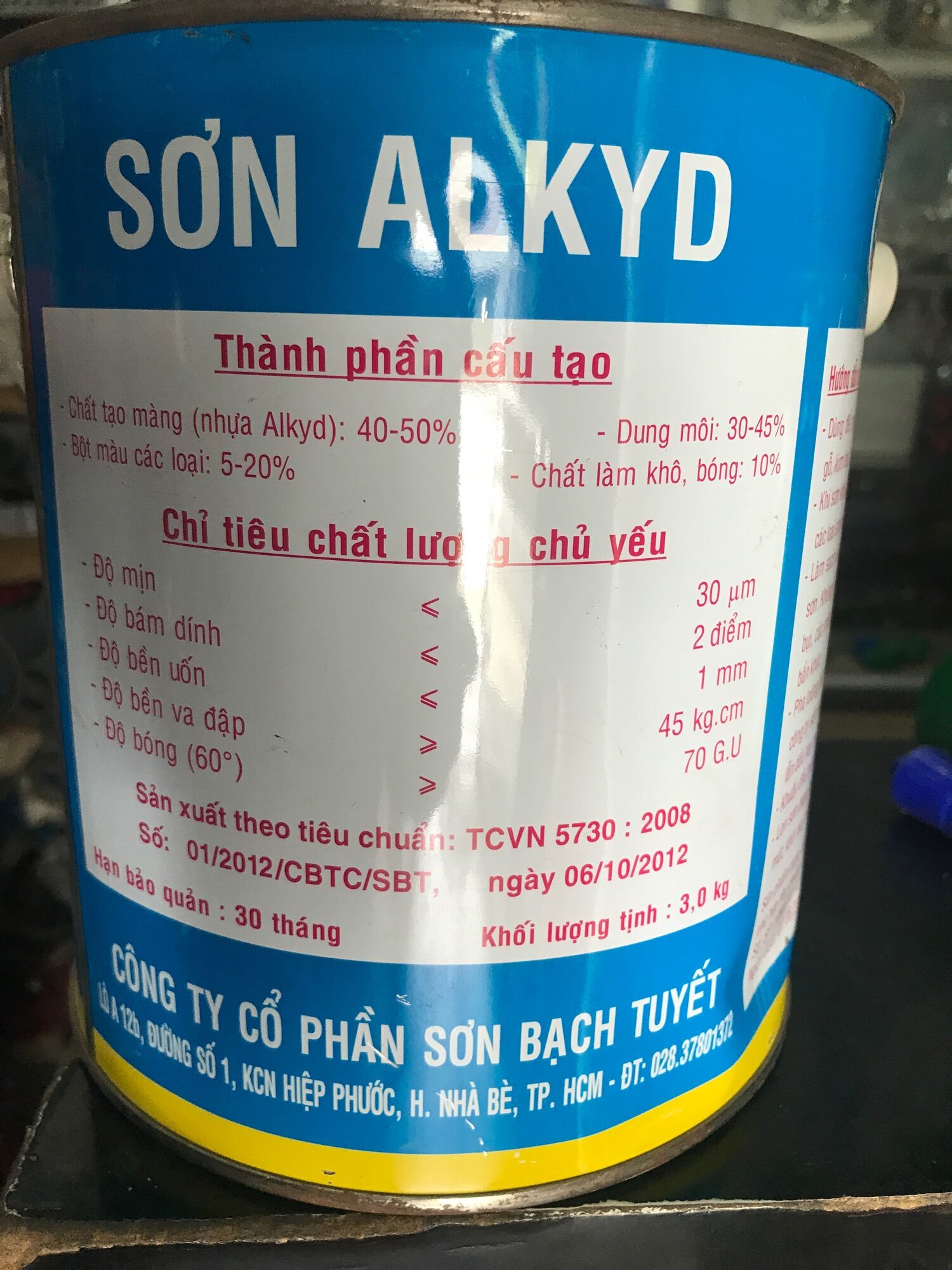 [HCM]Sơn Bạch Tuyết 3 kg - màu xám