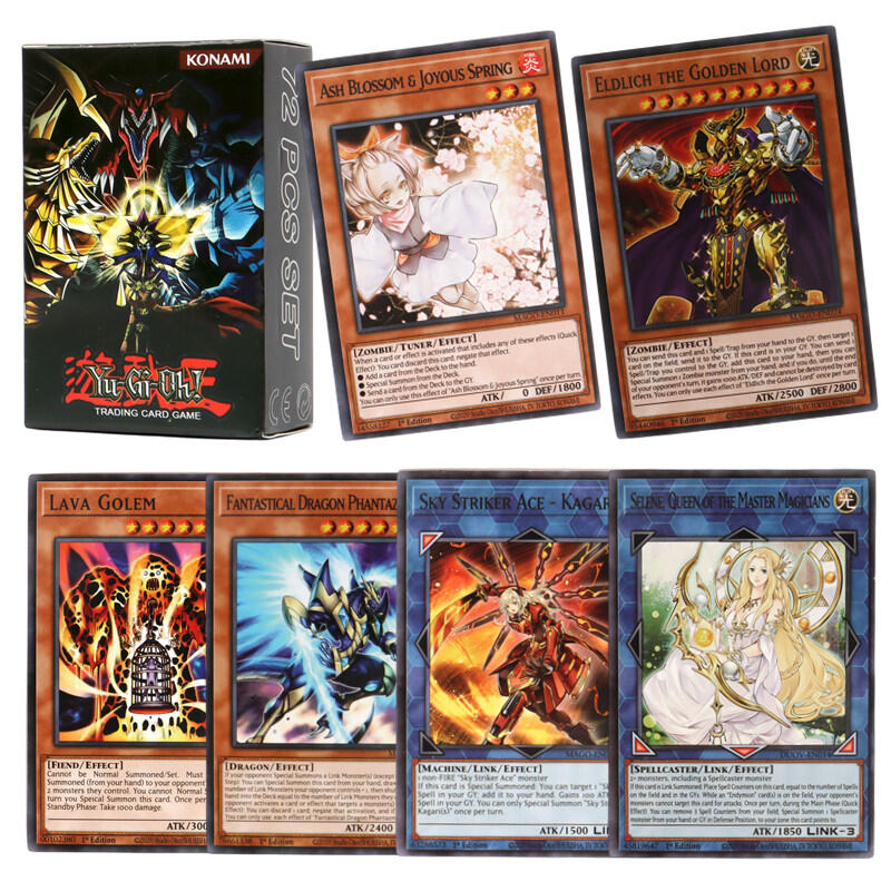 66-148pcs Yugioh thẻ với hộp thiếc Yu Gi Oh Thẻ Tiếng Anh ba chiều thư vàng Duel liên kết thẻ trò ch