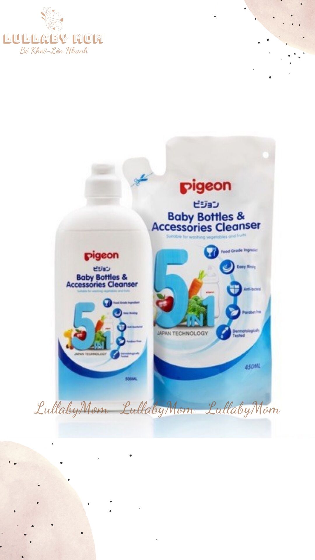 Dung Dịch Súc Rửa Bình Sữa ECO Pigeon 450ml/ 500ml
