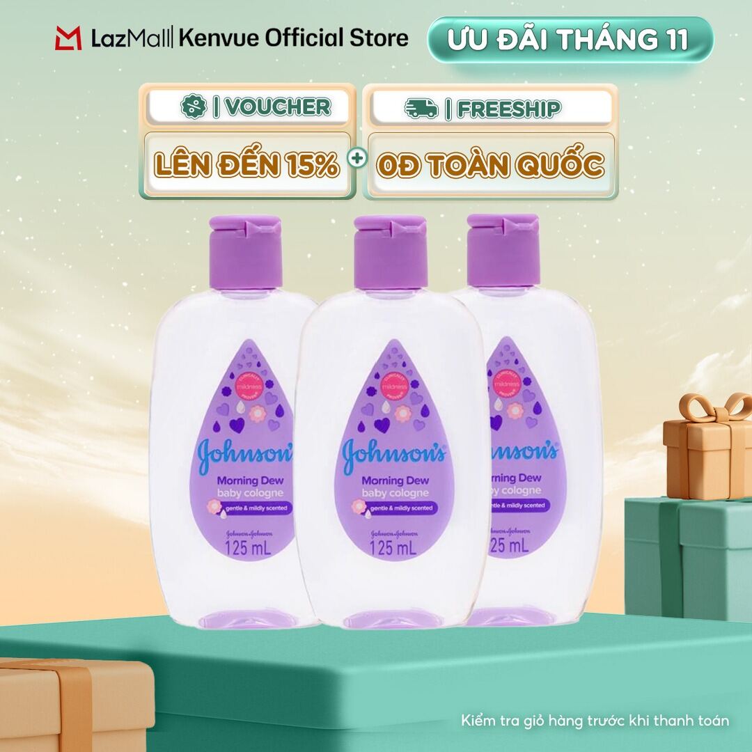 Combo 3 Chai Nước Hoa Cho Bé Johnsons Baby Cologne Hương Ban Mai Morning Dew Baby Cologne 125ml