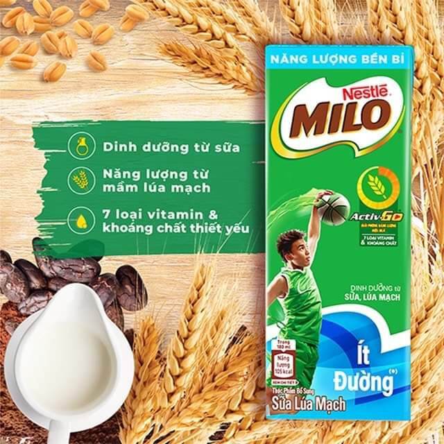 Thùng sữa Milo ít đường (180ml*48 hộp)