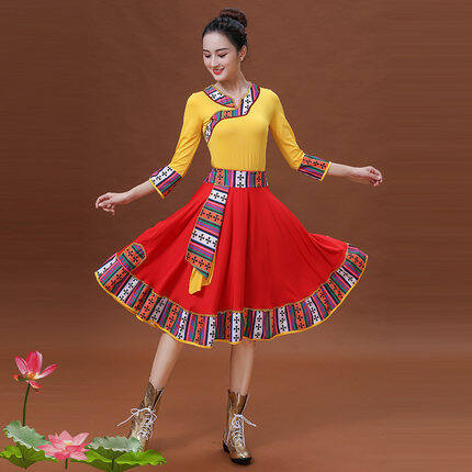 Bộ Trang Phục Khiêu Vũ Vuông Mới Cho Nữ Dân Tộc Mông Cổ Và Tây Tạng Quần Dài Khiêu Vũ Khiêu Vũ Công Diễn