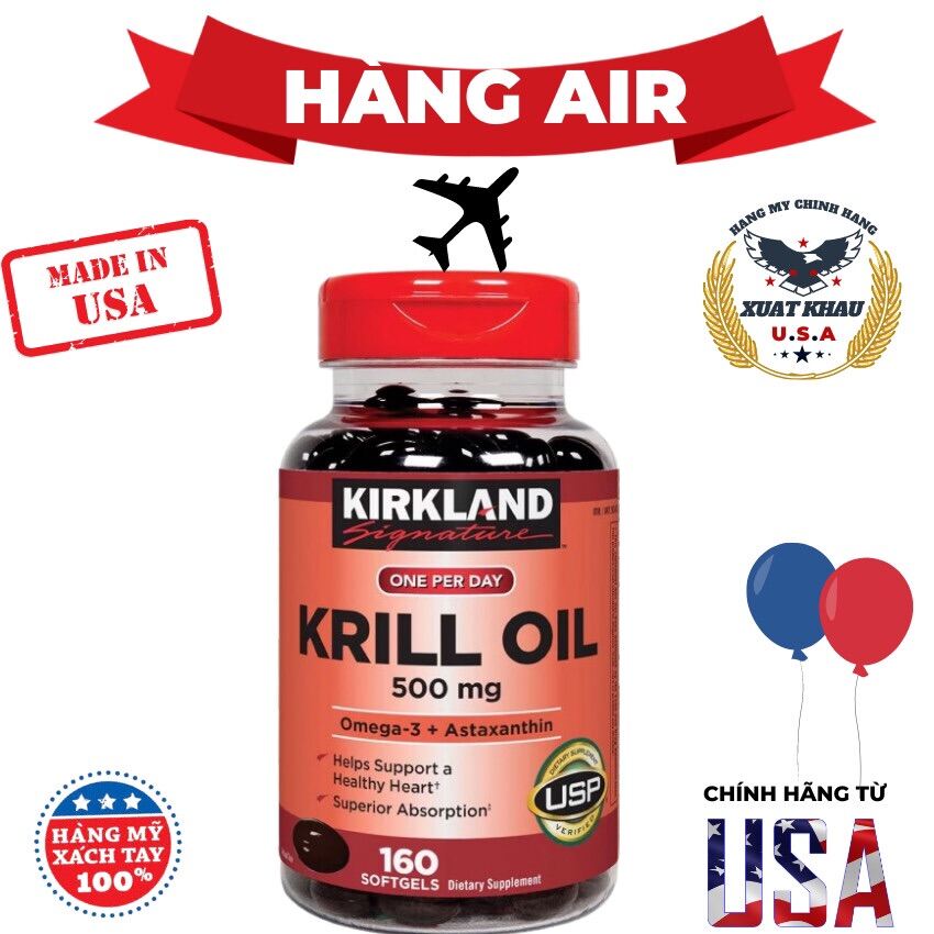 Dầu nhuyễn thể Kirkland Krill Oil 500mg 160 viên của Mỹ HSD 04 2023 thumbnail