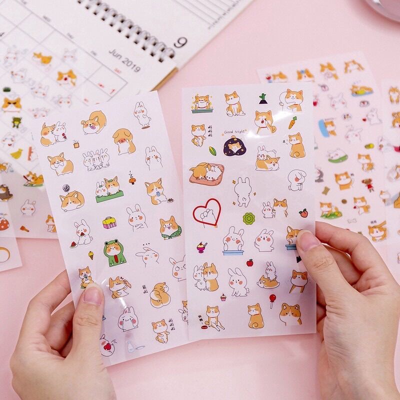 Bộ 6 tờ sticker dán nhiều màu hoạt hình ngộ nghĩnh lắm CHIPCHIPGIADUNG Bo 6 hinh dan sticker nhieu mau hoat hinh ngo nghinh lam Chipchipgiadung
