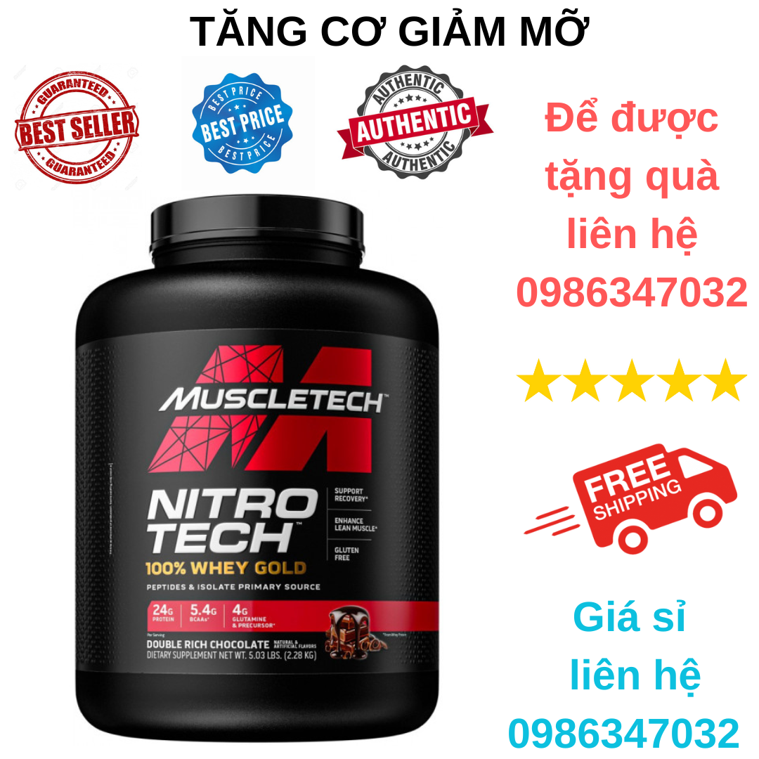 MuscleTech - Nitro-Tech 100% Whey Gold Protein Sữa Tăng Cơ 5 Lbs