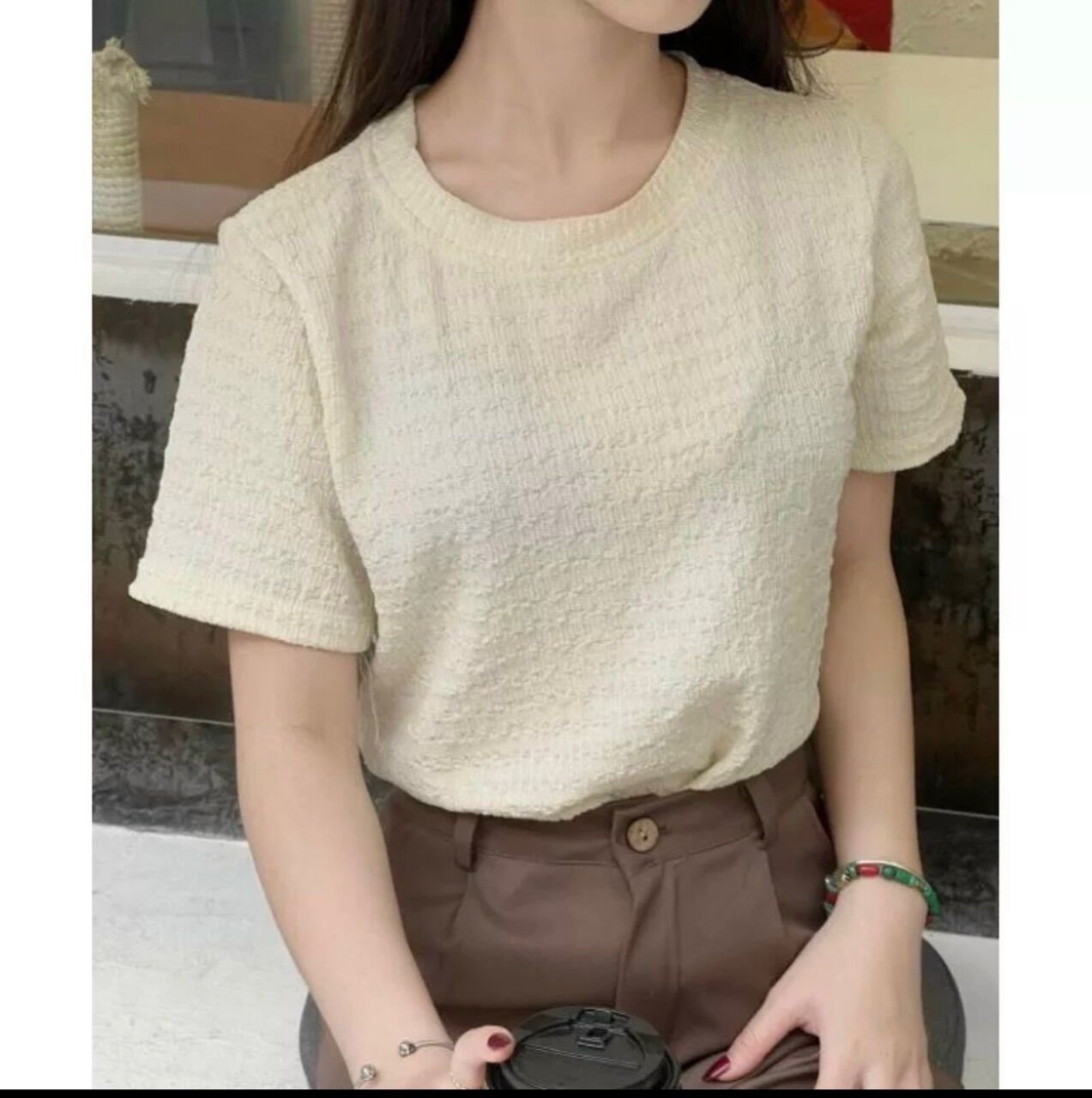 Áo thun xốp cổ tròn