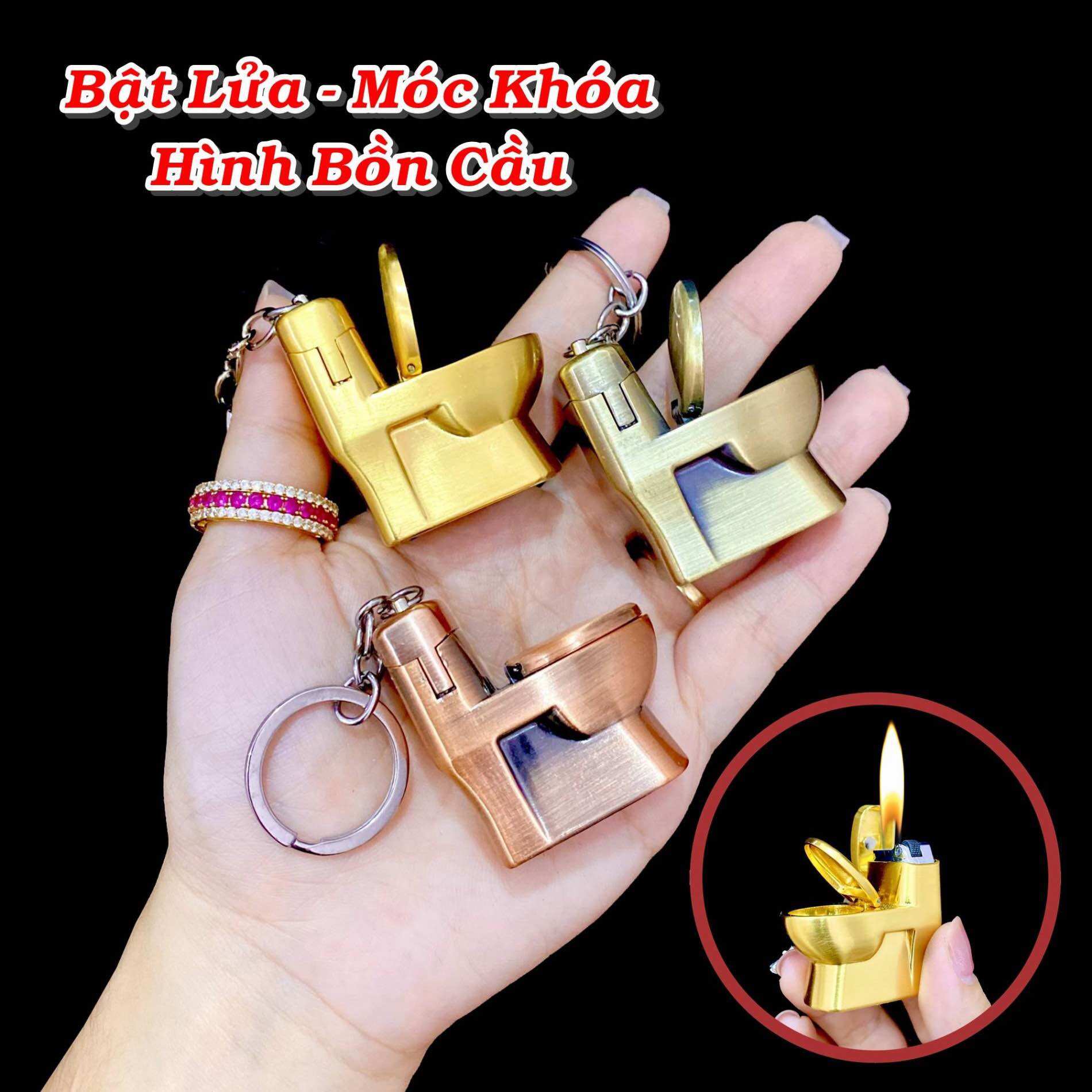 Bật lửa gas móc khoá hình bồn cầu