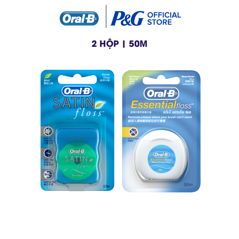 Combo 2 Chỉ Nha Khoa ORAL-B Essential Floss Bạc Hà Hộp 50M