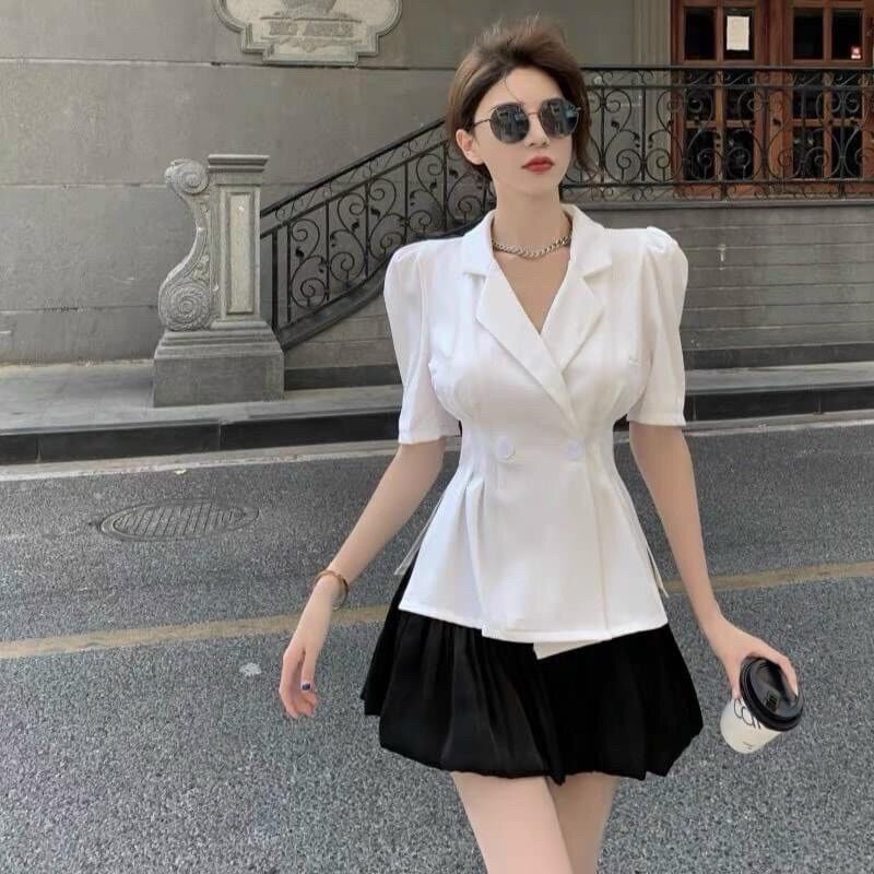Set áo vest mix chân váy sang sịn
