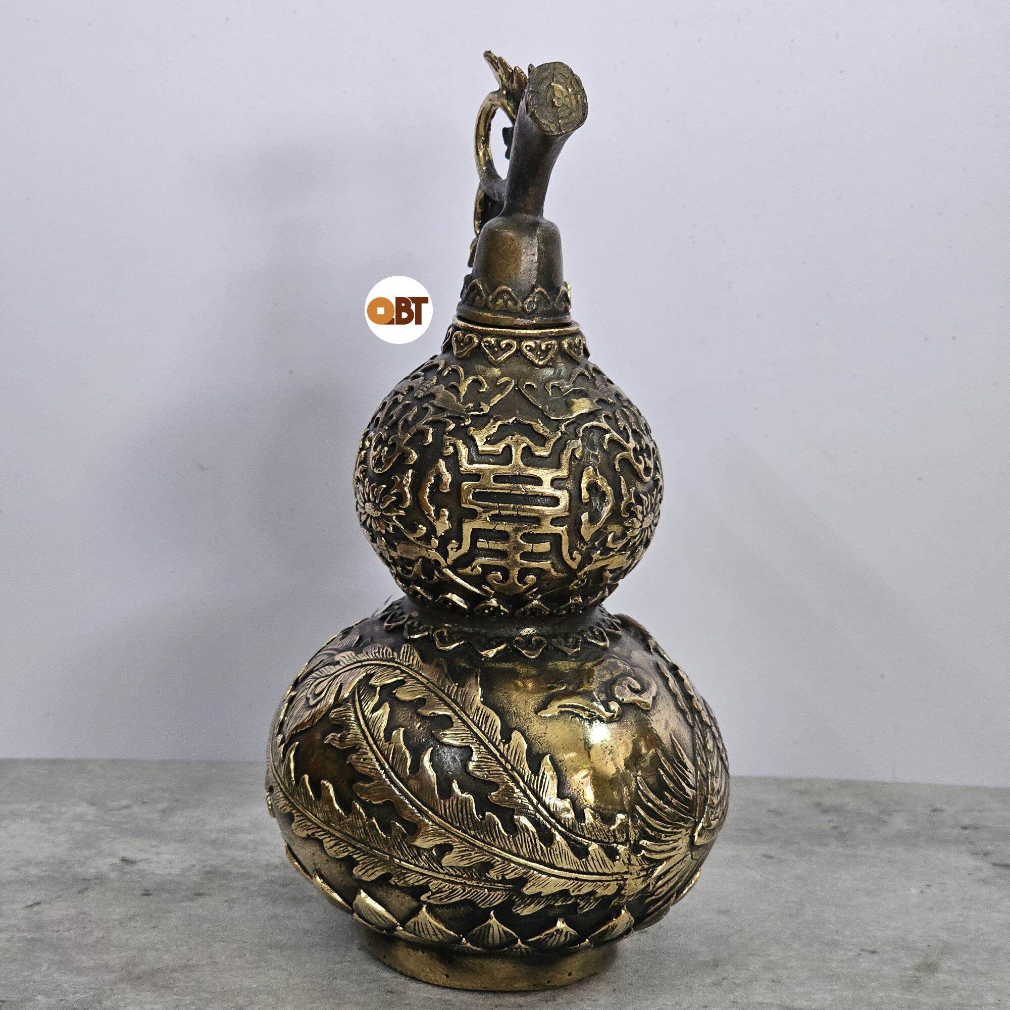 Hồ lô chim phụng uốn quanh bằng đồng