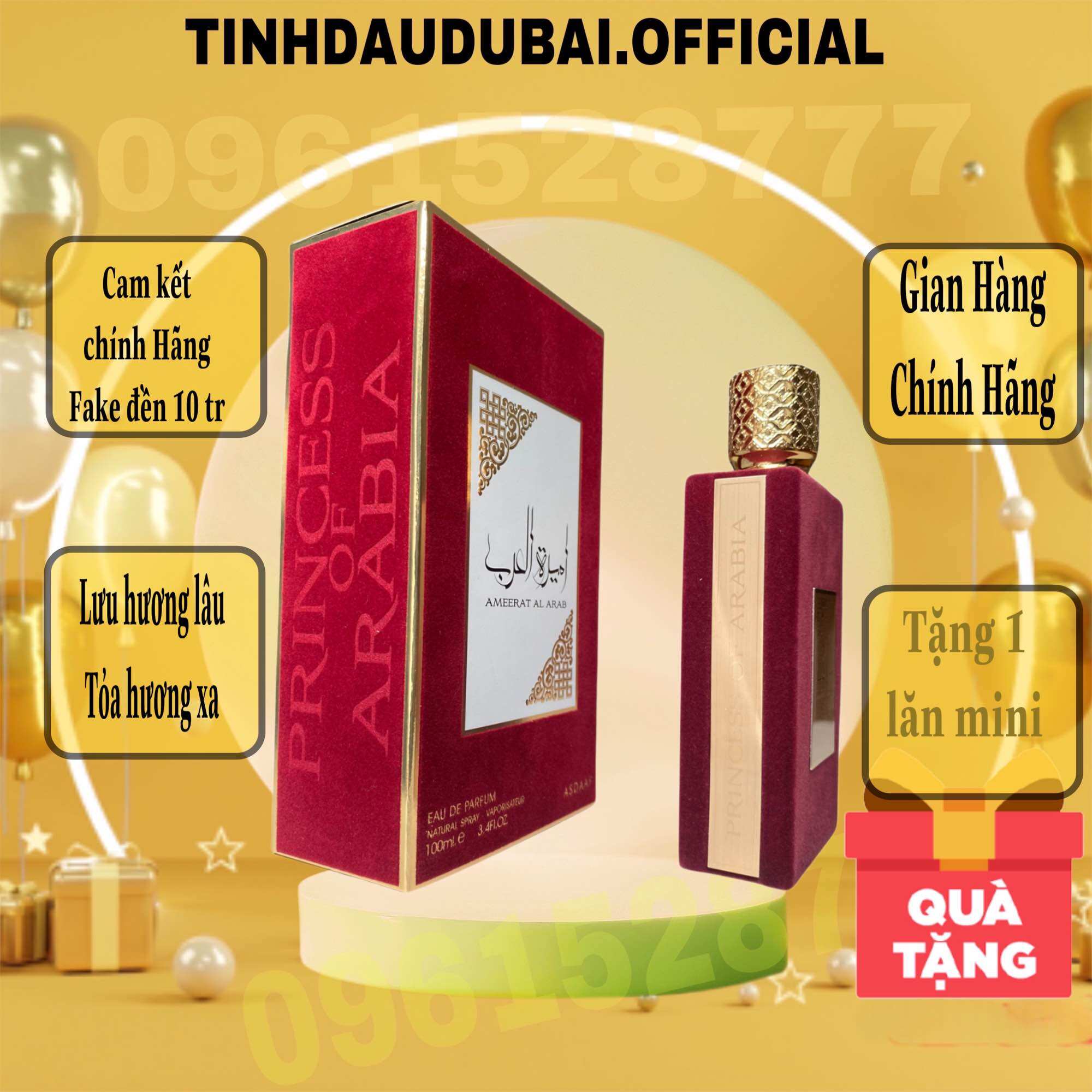 [Tặng 1 Lăn Mini] Nước hoa Dubai Ameerat  Al Arab Nữ 100ml Công chúa Ả rập Cam Kết Chính Hãng Fa.Ke đền 10 tr