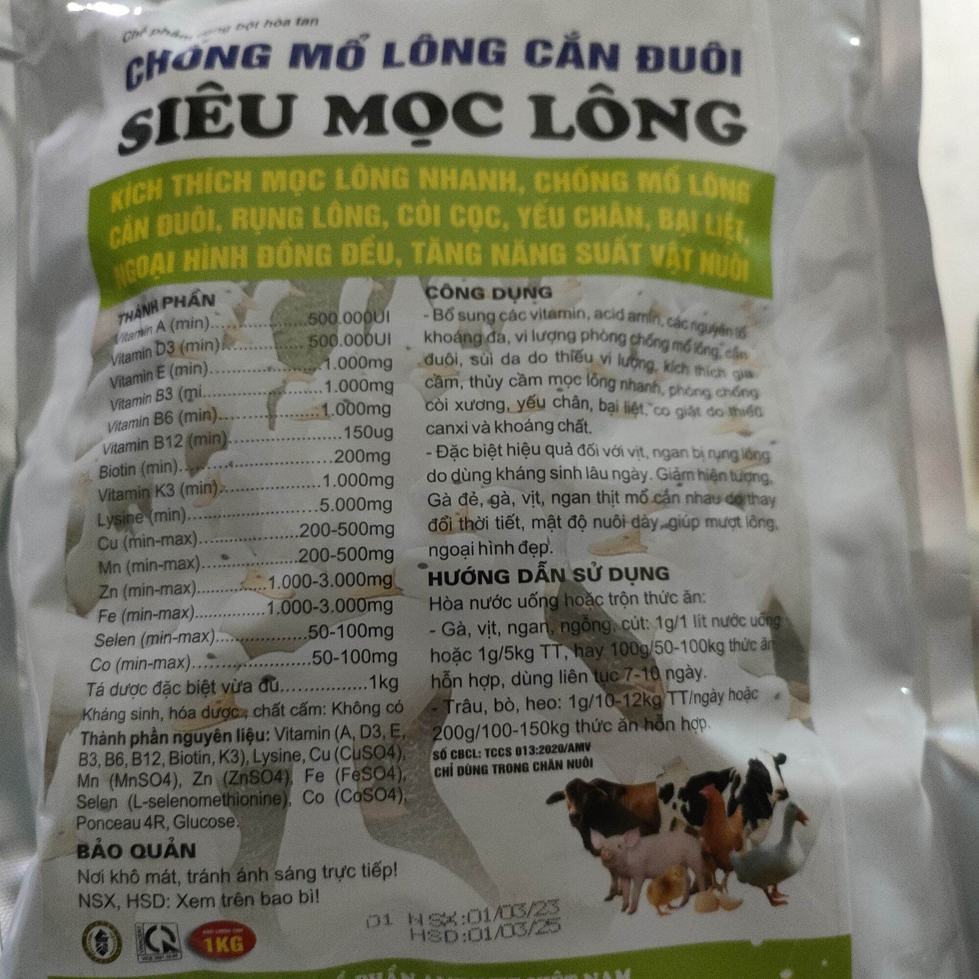 Siêu mọc lông, chống mổ lông cắn đuôi 200g, 1kg
