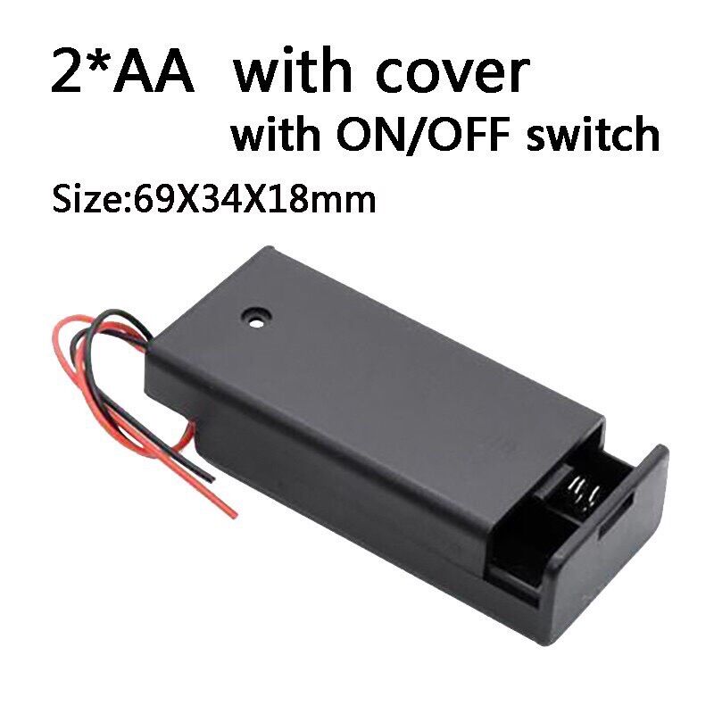 Hộp đựng pin AA có nắp và công tắc