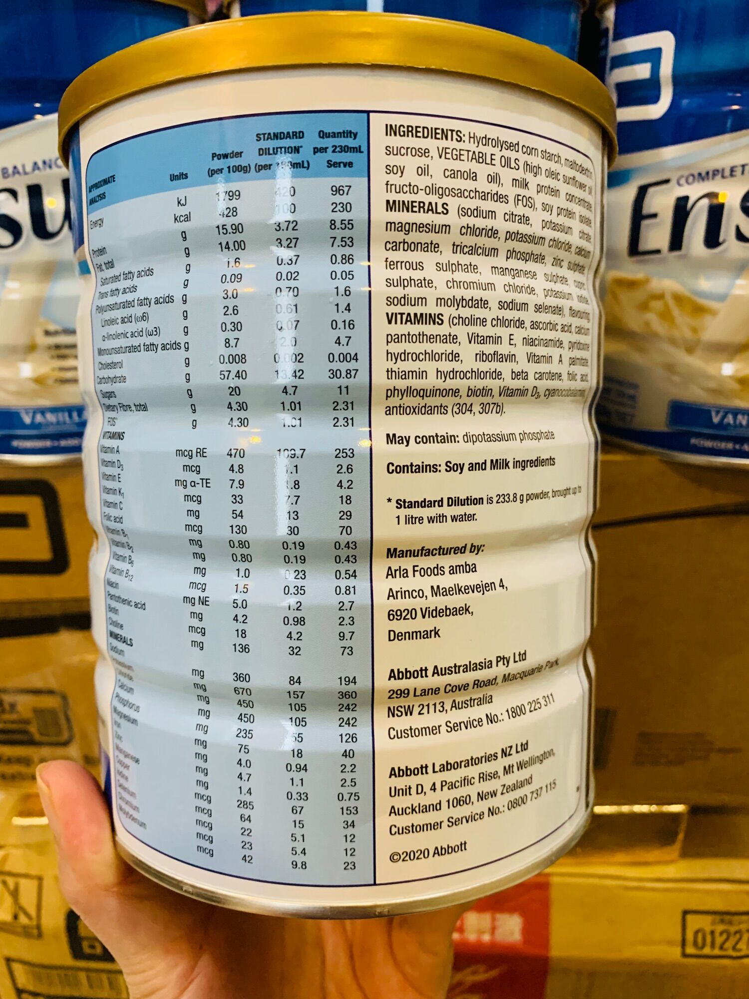 SỮA BỘT ENSURE VANILLA LON 850G - ÚC