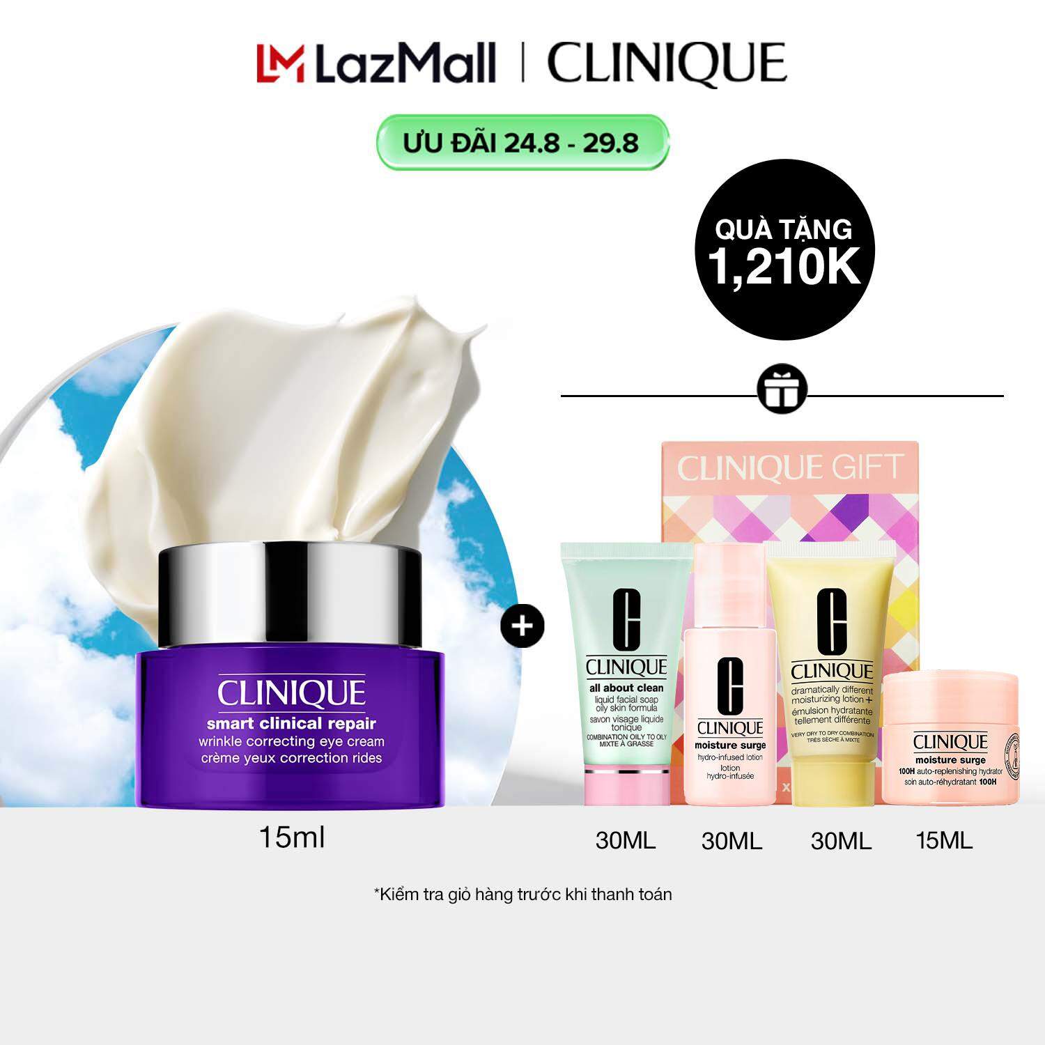 Kem mắt giảm nếp nhăn và quầng thâm Clinique Smart Clinical Repair Wrinkle Correcting Eye Cream - Eye Cream 15ml