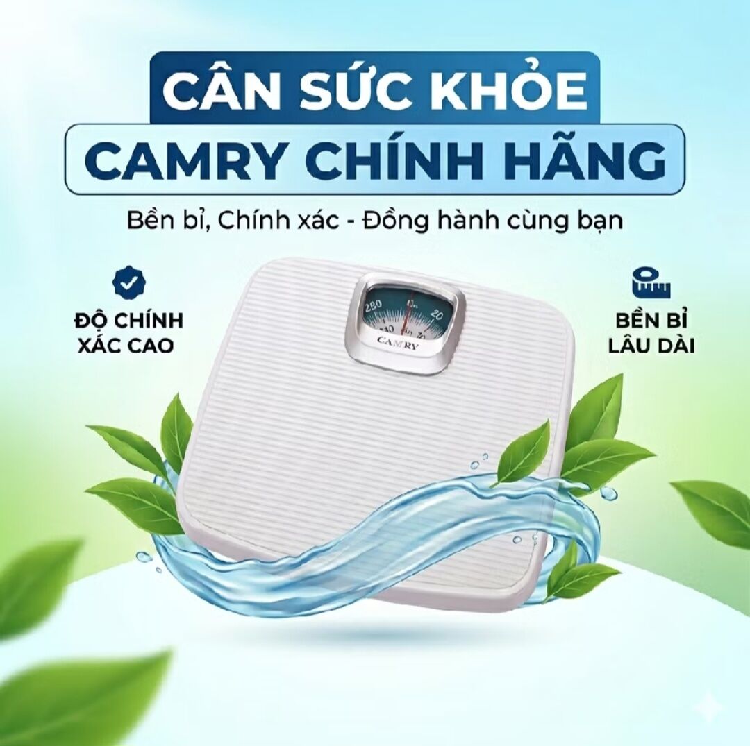 [KHÔNG DÙNG PIN] Cân Cơ Học Camry BR2020, Cân Tối Đa 130kg, Bề Mặt Chống Trượt, Theo Dõi Sức Khỏe